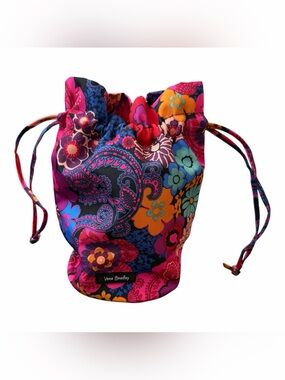 Vera Bradley Pink Multi Floral Paisley Drawstring Pouch
